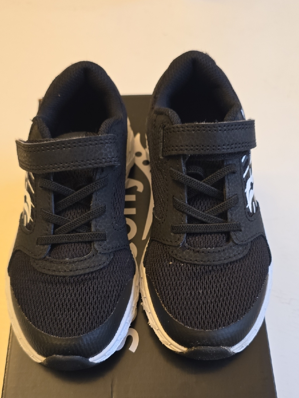 Saucony Kids Black and White Velcro Athletic Sneakers
